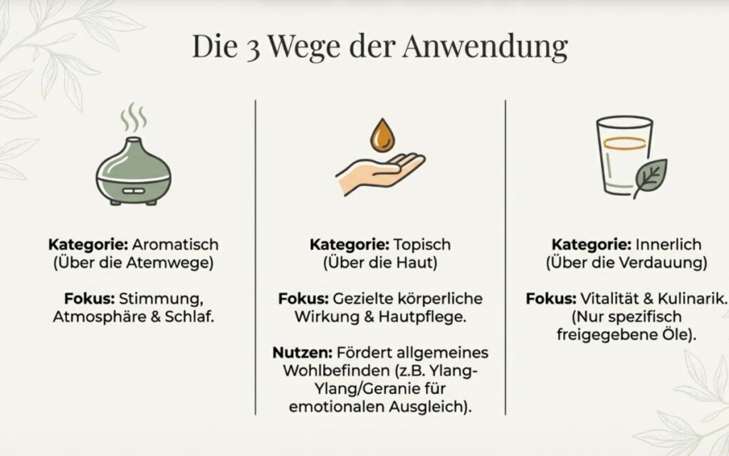 Anwendung ätherische Öle, die drei Arten erklärt